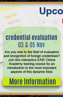Upcoming EAIE activities: 03 & 05 Nov: credential evaluation